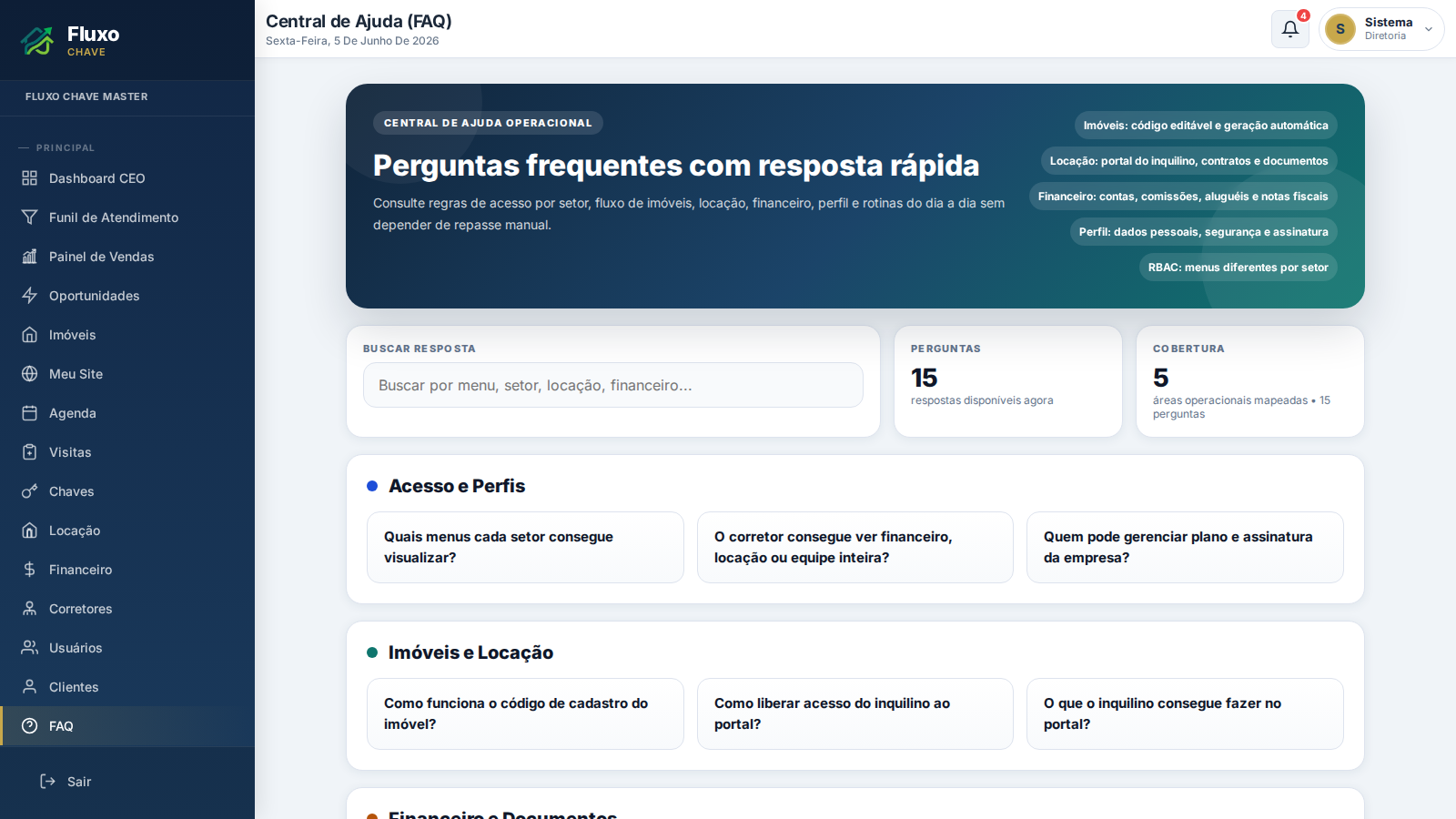 FAQ do Fluxo Chave